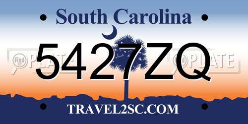 5427ZQ South Carolina License Plate