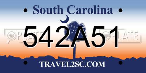 542A51 South Carolina License Plate