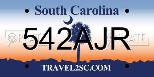 542AJR South Carolina License Plate