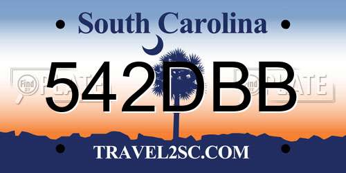 542DBB South Carolina License Plate
