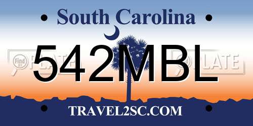 542MBL South Carolina License Plate