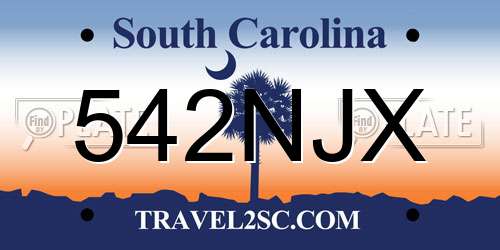 542NJX South Carolina License Plate