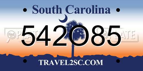 542O85 South Carolina License Plate