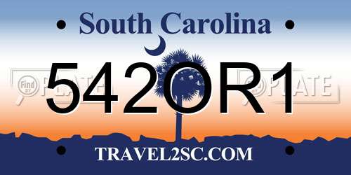 542OR1 South Carolina License Plate