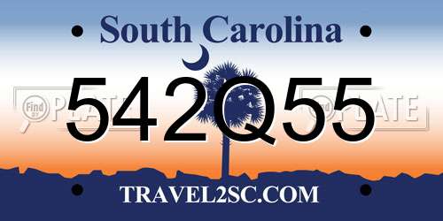 542Q55 South Carolina License Plate