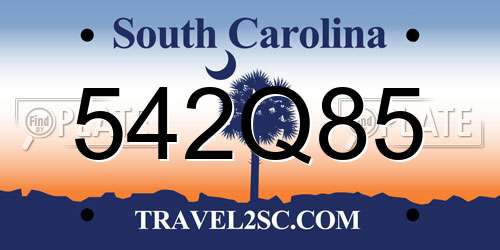542Q85 South Carolina License Plate