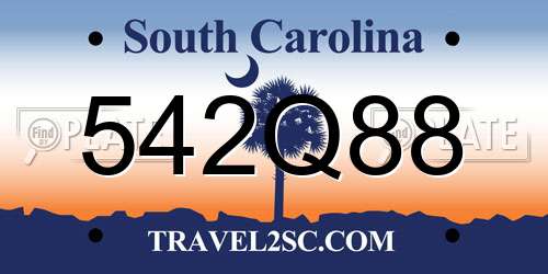542Q88 South Carolina License Plate
