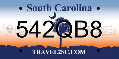 542QB8 South Carolina License Plate