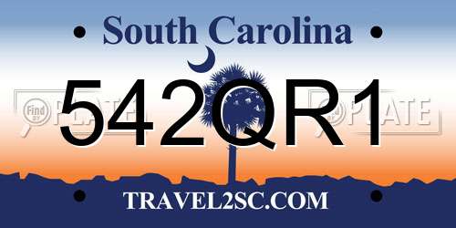 542QR1 South Carolina License Plate