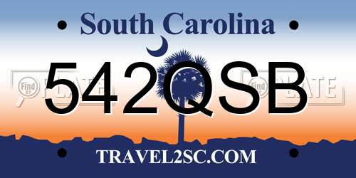 542QSB South Carolina License Plate