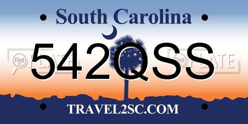 542QSS South Carolina License Plate