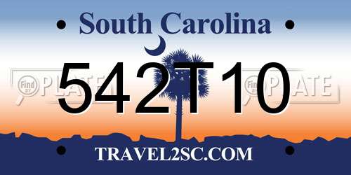 542T10 South Carolina License Plate