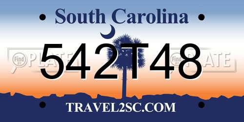 542T48 South Carolina License Plate