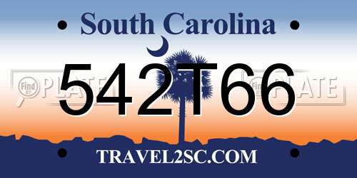 542T66 South Carolina License Plate