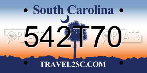 542T70 South Carolina License Plate