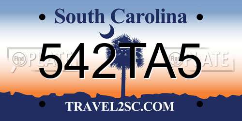 542TA5 South Carolina License Plate