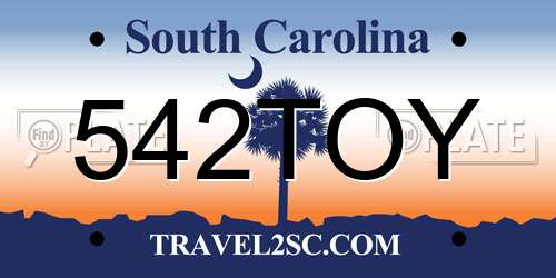 542TOY South Carolina License Plate