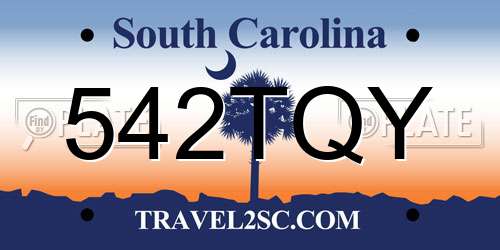 542TQY South Carolina License Plate
