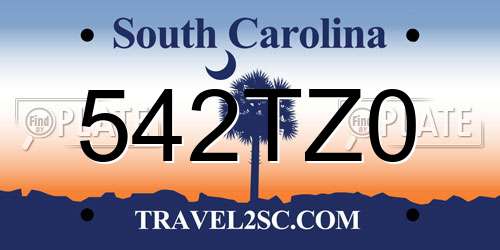 542TZ0 South Carolina License Plate