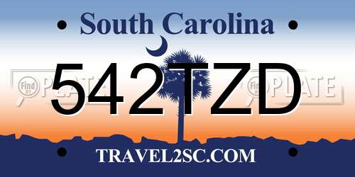 542TZD South Carolina License Plate