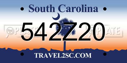 542Z20 South Carolina License Plate