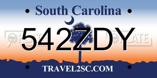 542ZDY South Carolina License Plate