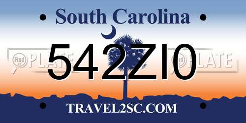 542ZI0 South Carolina License Plate