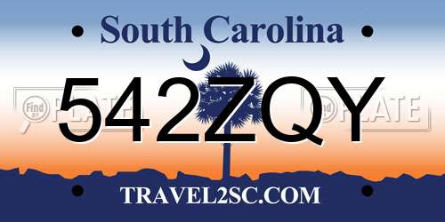 542ZQY South Carolina License Plate