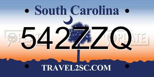 542ZZQ South Carolina License Plate