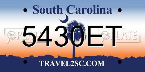 5430ET South Carolina License Plate
