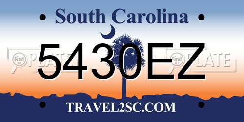 5430EZ South Carolina License Plate