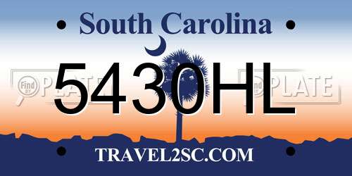 5430HL South Carolina License Plate