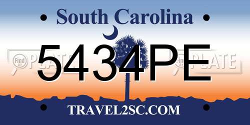 5434PE South Carolina License Plate