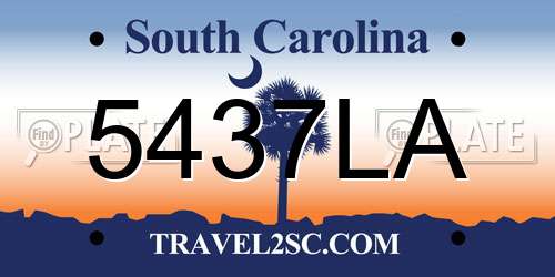 5437LA South Carolina License Plate