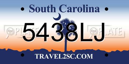 5438LJ South Carolina License Plate