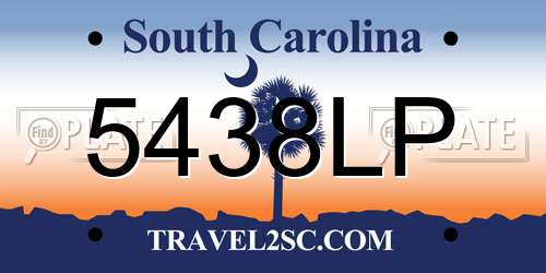5438LP South Carolina License Plate
