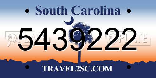 5439222 South Carolina License Plate