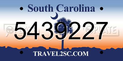 5439227 South Carolina License Plate