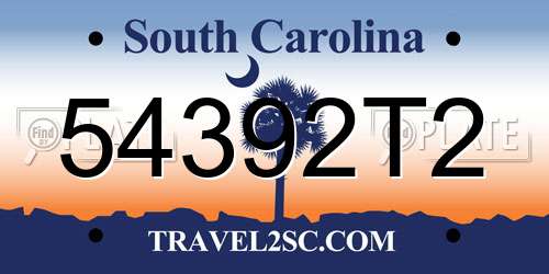 54392T2 South Carolina License Plate