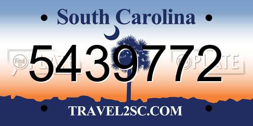 5439772 South Carolina License Plate