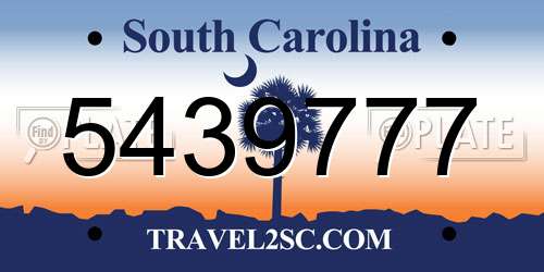 5439777 South Carolina License Plate