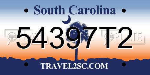 54397T2 South Carolina License Plate