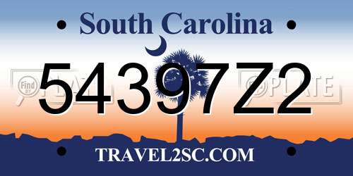 54397Z2 South Carolina License Plate