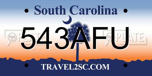 543AFU South Carolina License Plate