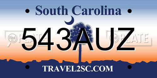 543AUZ South Carolina License Plate