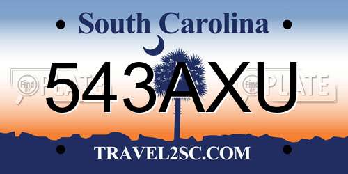 543AXU South Carolina License Plate