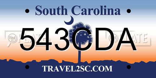 543CDA South Carolina License Plate