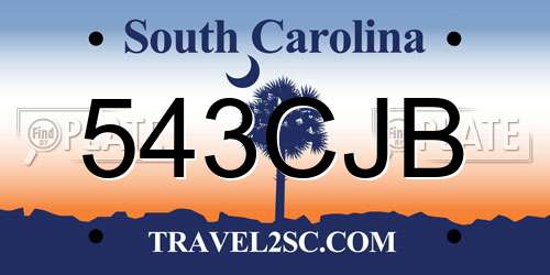 543CJB South Carolina License Plate