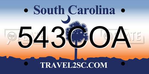 543COA South Carolina License Plate