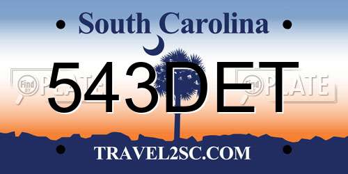 543DET South Carolina License Plate